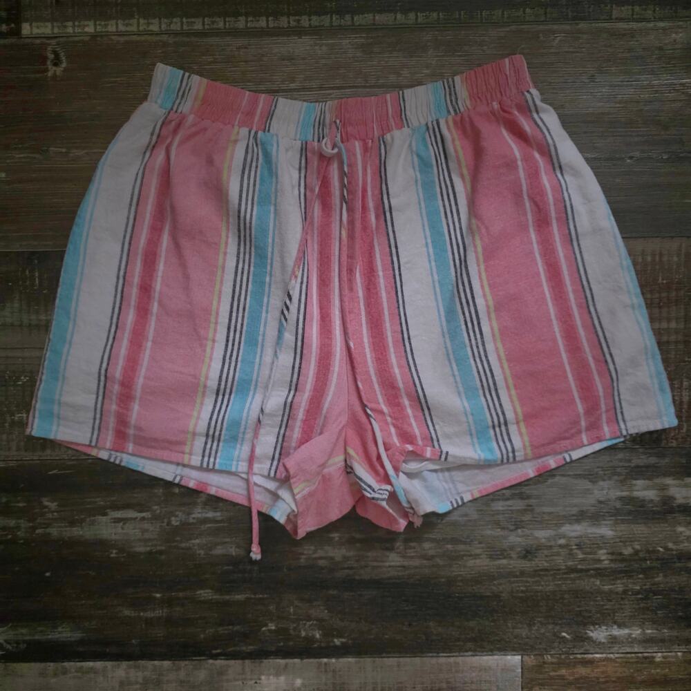 Mi ami Pull-on Drawstring Striped Dress Shorts with Lining Size Large
